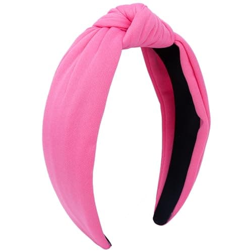 Ondder Pink Headband Top Knot Headbands for Women Cloth Head Bands for Womens Hair Non Slip Fashion Wide Knotted Headbands for Women