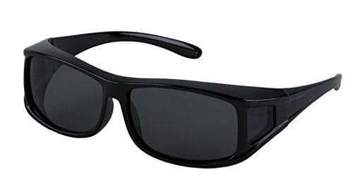LensCovers Medium Rectangle Polarized Wraparound Sunglasses | Wear Over Sunglasses to Cover Eyeglasses or Prescription Glasses | Black Frame Smoke Lens| Fitover for Glasses up to 5 1/2'' X 1 3/4''