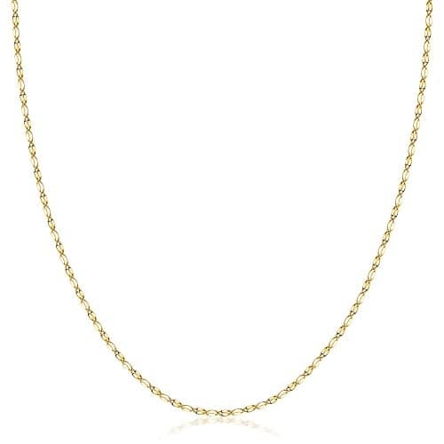 10K Solid Gold 2.0MM Diamond Cut Mirror Chain Necklace and Anklet - Unisex Sizes 10"-30" - Yellow, White, Rose or 3 Tone (Yellow, 20.00)