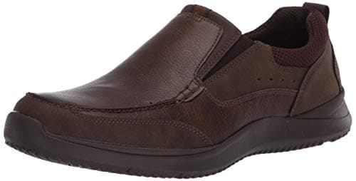 Nunn Bush Men's Conway Slip-On Moccasin Toe with Comfort Gel Loafer, Dark Brown, 10.5 Wide