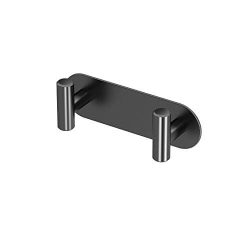 Gatco 1291MX Latitude II 2 Hook Double Robe Hook Wall Mounted Hook for Bathroom Towels Robes 65 Inch W Matte Black Premium Brass