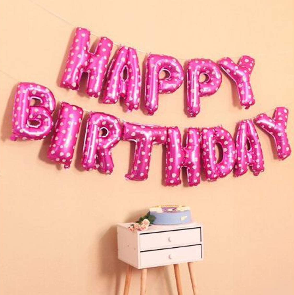 AMFIN ® (16 Inch) Happy Birthday Letter Foil Balloon Birthday Party Supplies/Happy Birthday Balloons for Party Decoration, Pink