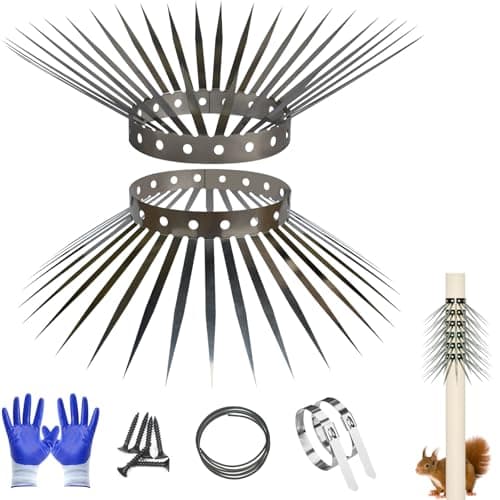 Bird Spikes Squirrel Spikes and Squirrel Baffles Keep Raccoons Cats and Snakes Away from Gardens Fences and Climbing Bird Feeder Poles 40 inches