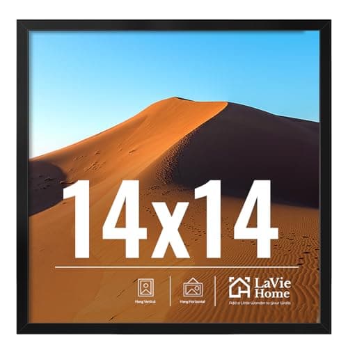 LaVie Home 14x14 Picture Frame for Wall Display, 14x14 Black Picture Frame with HD Plexiglas, 14 x 14 Square Frame 1 Pack, Display Frame for Vertical or Horizontal, Classic Collection