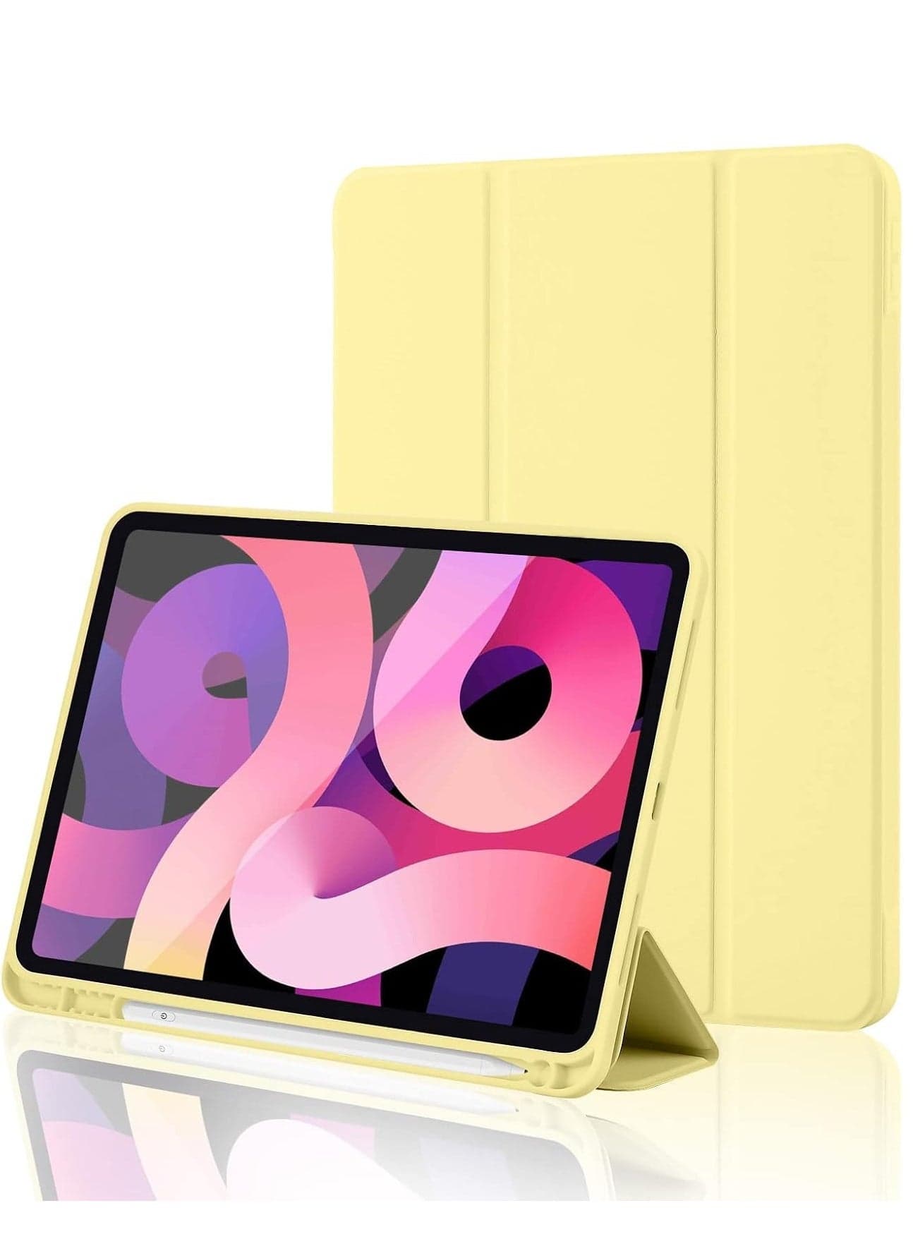 Smart Trifold Stand Case for iPad 10th Generation (10.9 Inch, 2022) with Pencil Holder - Soft TPU Back, Auto Wake/Sleep - Yellow