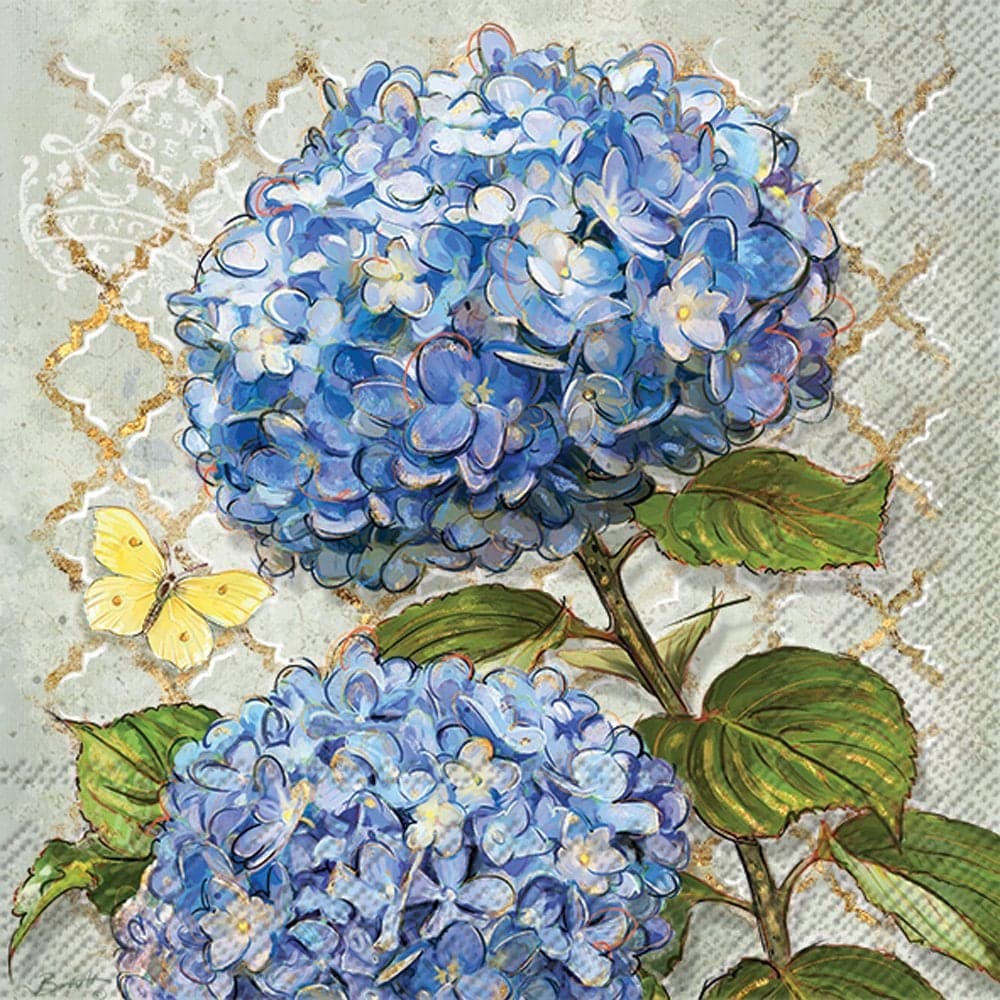 Celebrate the Home Floral 3Ply Paper Luncheon Napkins Blue Heirloom Flowers 20Count