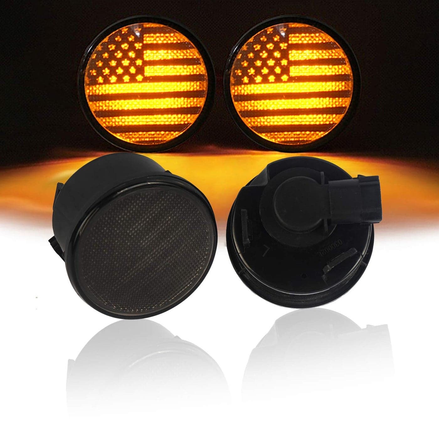 V8 GOD Turn Signal Front Lights Smoked Amber LED Indicator Blinker for Jeep Wrangler JK Unlimited 20072018 US Flag