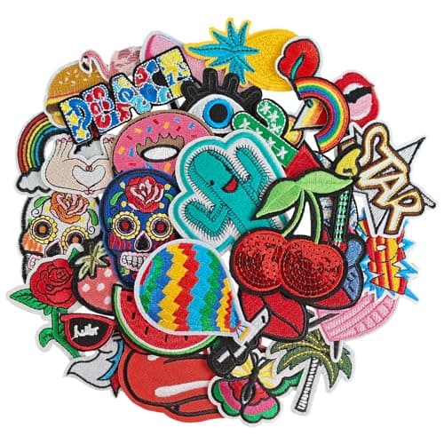 RF-patch 32Pcs Funny Iron on Patches, Embroidered Iron on/Sew on Patch for Clothes, Hats, Jackets, Jeans, Etc