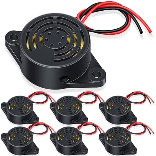 Geiserailie 6 Pcs DC 3-24V 95 dB Electronic Buzzer Active Piezo Buzzer Alarm Sounder Continuous Sound Beep, Black