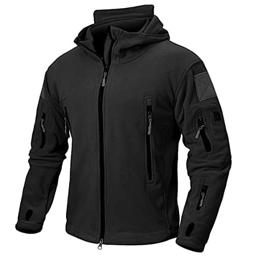 NAVEKULL Men's Tactical Hoodie Fleece Jacket Winter Warm Full-Zip Military Army Outdoor Hiking Coat with 7 Zip-pockets
