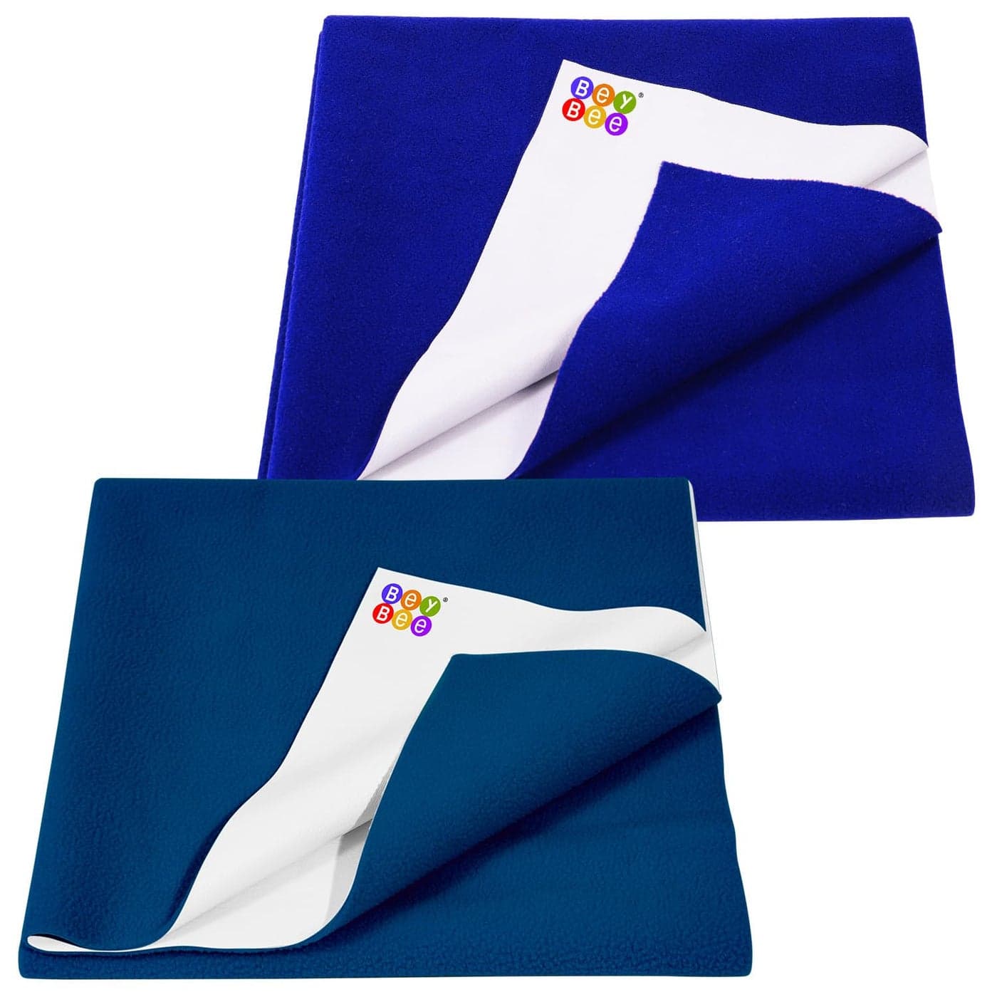 BeyBee NonToxic Quick Dry Sheet for New Born BabyAntiPiling Soft Fleece Bed ProtectorWaterproof Extra Absorbent Mattress Protector for Infant Dark Sea BlueRoyal BlueMedium Combo100x70 cm
