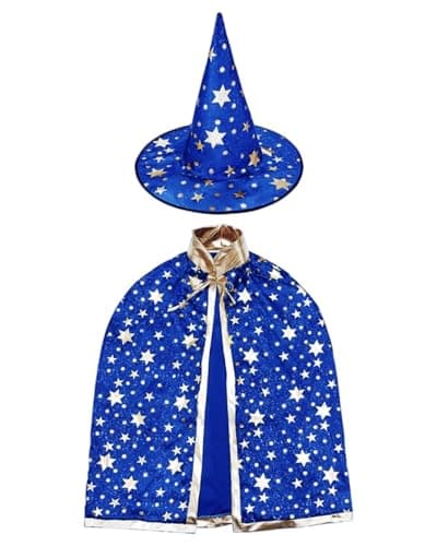 Xindinwland 2pcs Wizard Costume Kids Witch Cape and Wizard Hat Kids Cloak Ages 310 Halloween Cape for Party Cosplay Outfit