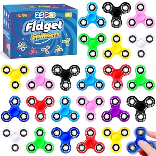 SCIONE Fidget Spinners 25 Pack Birthday Party Gifts for Adults Kids Treasure Box Toys for Classroom Prizes Party Favors for Kids Stress Anxiety ADHD Relief Fidgets Toy Finger Hand Spinner