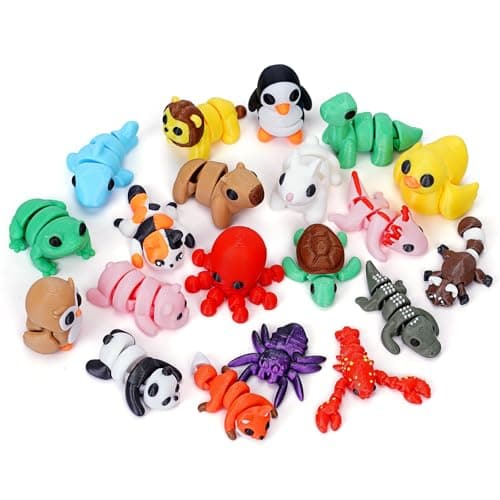 20PCS Mini Animals Set 3D Printed Little Animals Articulated Flexible Fidget Toy Mini Animal Figurines Toy 3D Printed Cute Animal Toys Home Office Executive Desk for Christmas Decoration