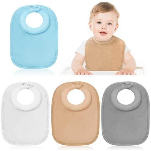 Twistover 4 Pcs Baby Feeding Bibs for Drooling and Teething Comfi Neck Baby Bib with Padded Collar Absorbent(Boy Color)