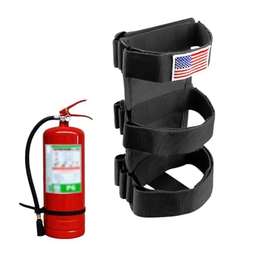 Yourkar Fire Extinguisher Holder, Roll Bar Fire Extinguisher Strap with American Flag Pattern, Adjustable Roll Bar Fire Extinguisher Mount Holder, Universal Car Accessories (Black)
