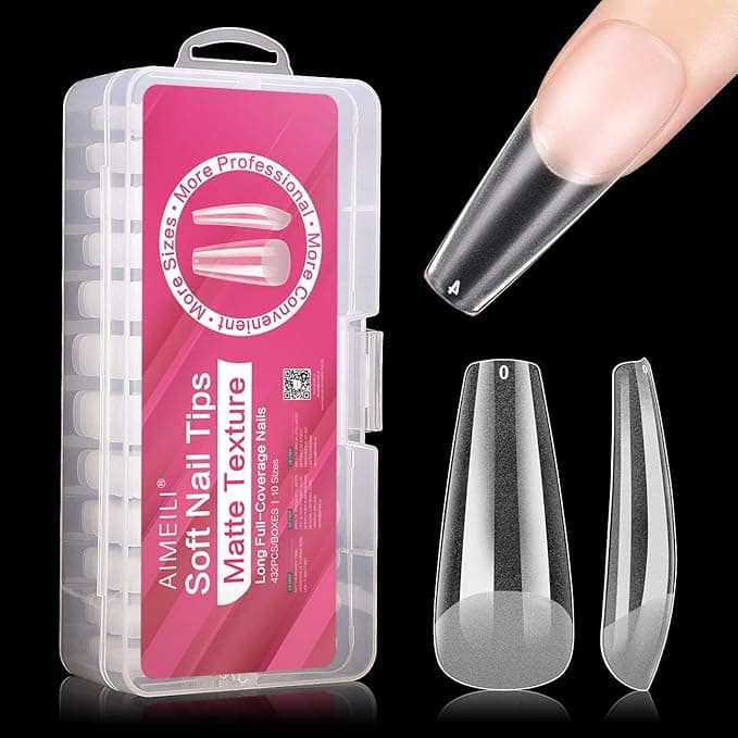 AIMEILI Soft Gel Full Cover Toe Nail Tips 550PCS Clear Gel Nail Tips False Nail Artificial for Nail Extension Acrylic False Press on Nails with Case for Nail Art Salon and Home DIY 11 Sizes 007