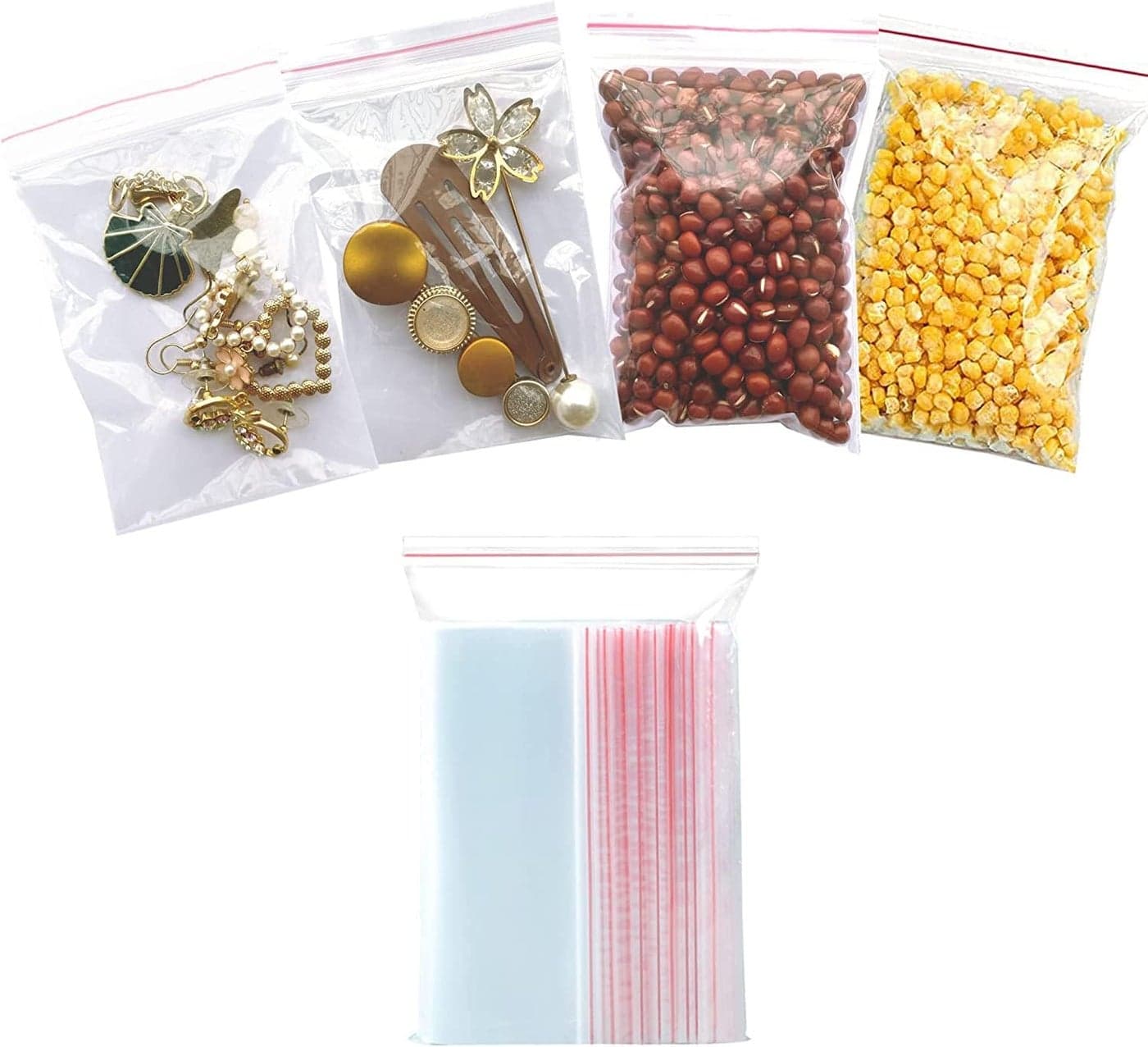 Success Stationery 3 X 4 inch 100 Pieces Ziplock Bags/Pouches For Prasad Bag Storage | Freezer RE-USABLE Zipper Bags | Ziplock Bags For Fridge Storage | Zip lock bags