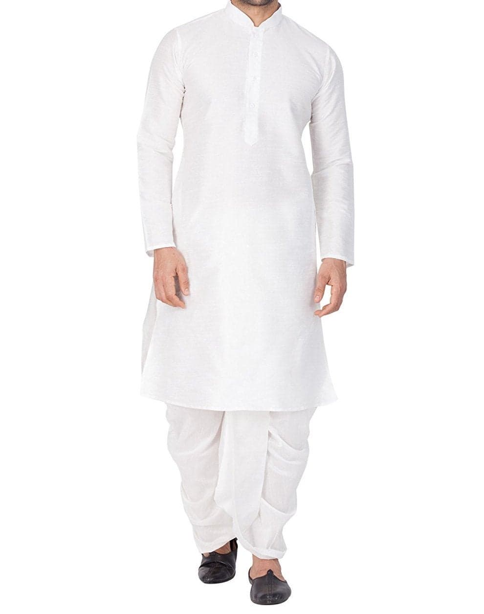 Royal Kurta Men Dupion Silk Regular Fit Kurta Dhoti (44, White)