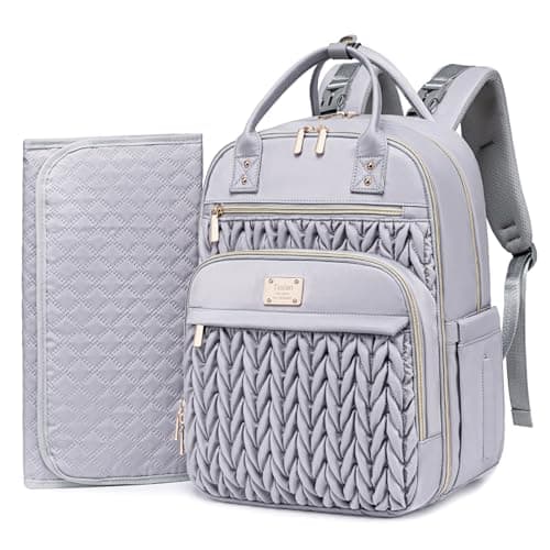 Tealari Diaper Bag Backpack,Stylish Baby Diaper Bag,Waterproof Travel Diaper Backpacks Baby Bags with Changing Pad,Stroller Straps,Insulated Pockets (Gray)