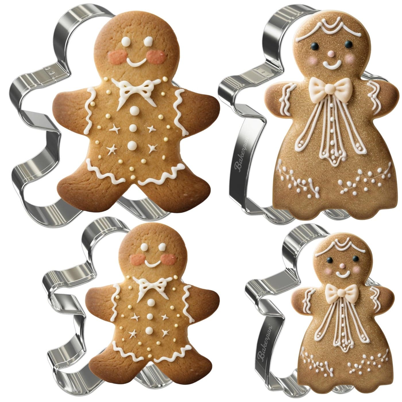 Bakerpan Stainless Steel Gingerbread Cookie Cutters Boy and Girl Gingerbread Cookie Cutter Set 35 4 Inch