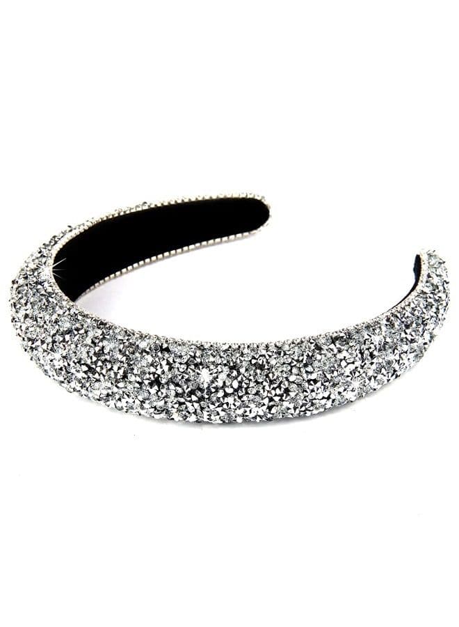 Rhinestone Headband Diamond Headband Women Girls Bling Headbands Thick Padded Headband Glitter Sparkle Headbands Silver Headband Fashion Headbands Hair Accessories For Women Girls Gifts