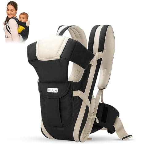 GLUN® Infant& Child Holder Carrier Kangaroo Bag, Pack of 1 Black Colour, Baby Carrier Bag, Ergonomic & Soft Lightweight with Storage Pockets, Comfortable Baby Backpack for Newborn & Toddlers