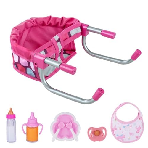 BABESIDE Baby Doll High Chair with Feeding Accessories Doll High Chair Set for 1220 Inch DollsBaby Doll Highchair Feeding Set for Pretend Play Perfect for 3 Year Old Kids Boys Girls
