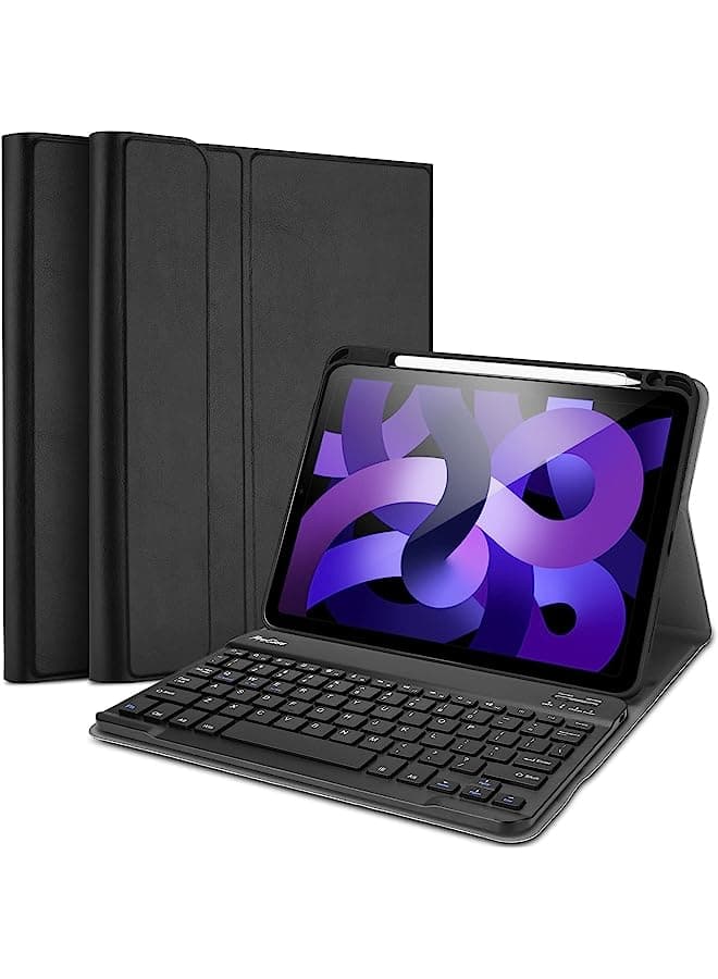 Keyboard Case For Ipad Air 5/4, Ipad 10.9 Inch 2022 2020 Case With Magnetically Detachable Wireless Keyboard For Ipad 10.9" Air 5Th 4Th Generation -Black