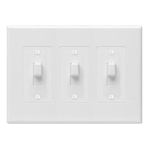 TayMac 2673W 3-Gang MASQUE Decorator Cover, Toggle, White