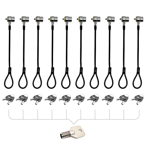 LORADAR 10Pack Laptop Security Cable Lock Anti Theft 67Feet for Laptops Monitor Other Devices Keyed DifferentMaster Key