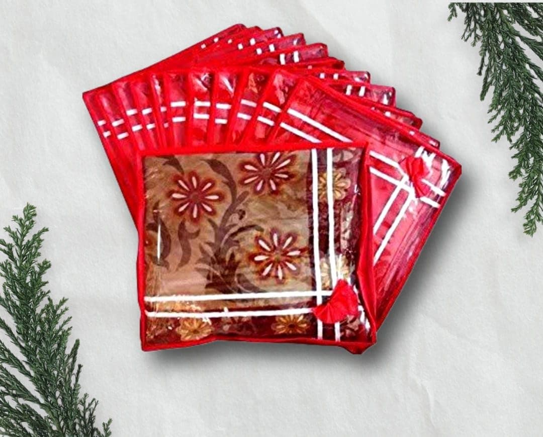Fashion Bizz Red Premium Single Saree Cover 12 Pcs Combo