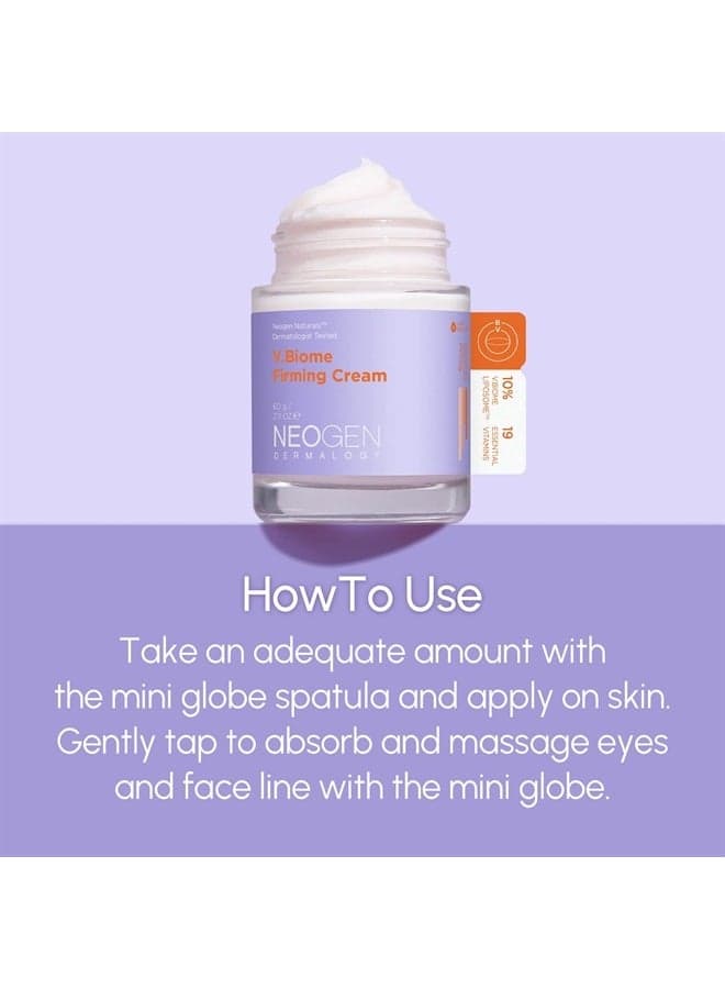 NEOGEN DERMALOGY V.Biome Firming Cream 2.11 oz (60 g) - Nourishing & Firming Cream with Peptides & Vitamins Massages skin with Globe Applicator - Korean Skin Care