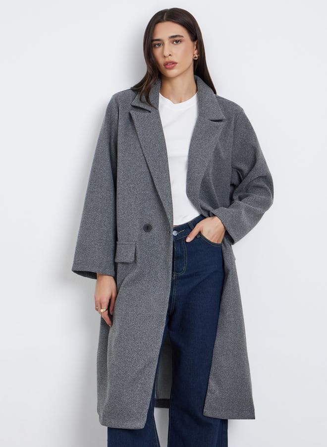 Styli Grey Regular Fit Wool Like Button Coat