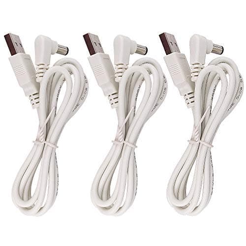 DZYDZR 3pcs Extension Cable USB to DC Cable - 5V USB 2.0 Port Male to DC 5V L Type Male 5.5mm x 2.1mm Power Cord White 100cm(3.3ft)