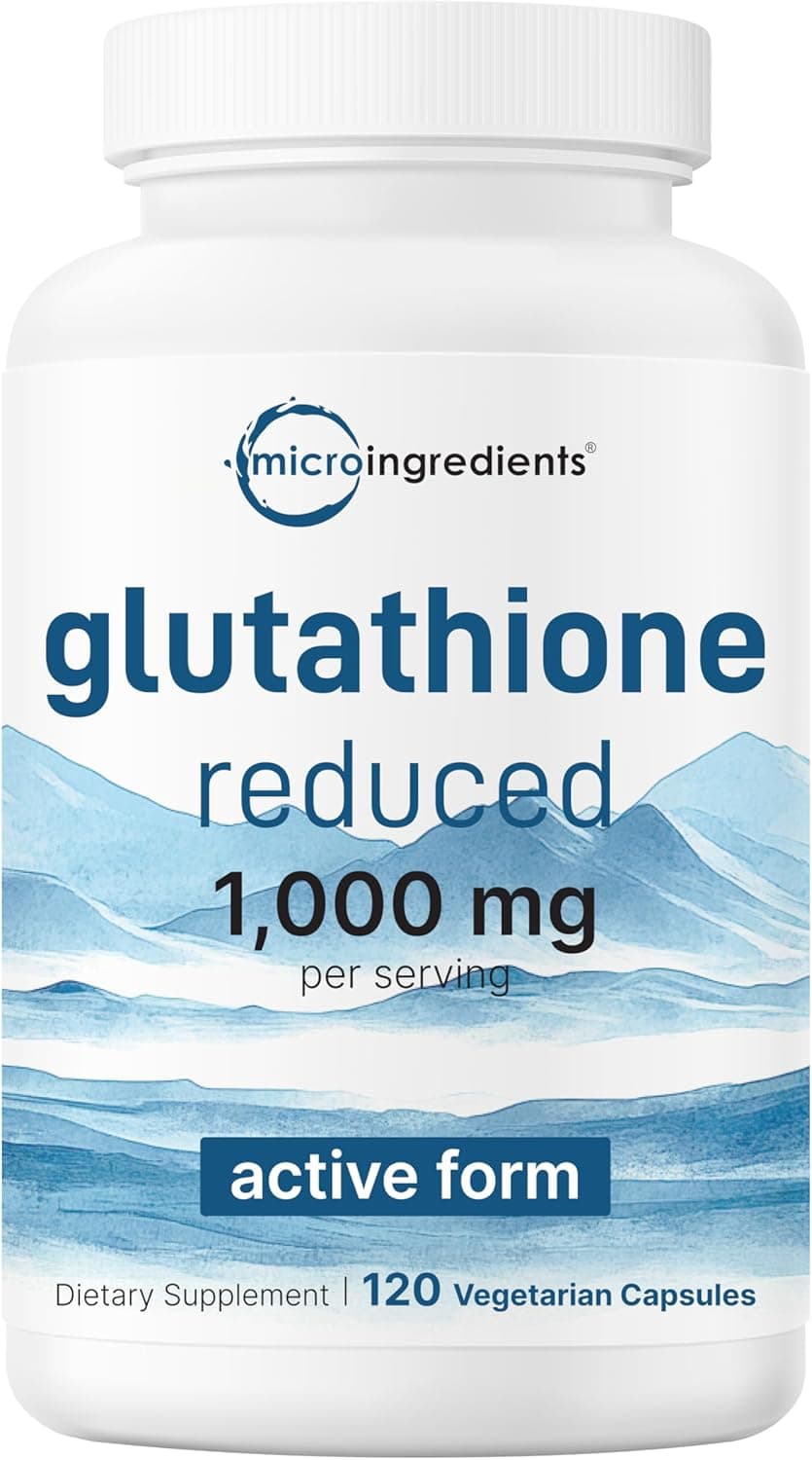Micro Ingredients Glutathione 1000mg 120 Veggie Capsules Extra Strength Reduced Glutathione Active Antioxidant Form Liver Health Immune Support Supplement NonGMO Gluten Free Vegan