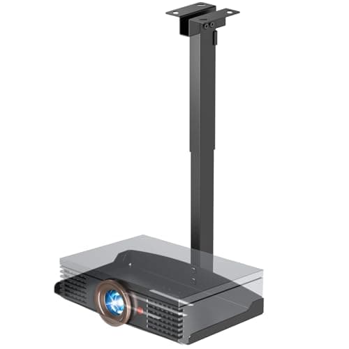 PUTORSEN Adjustable Projector Ceiling Mount,Universal Projector Shelf for Ceiling and Wall, Holds up to 22lbs,No Hole Installation, Hidden Cable Routing, Black