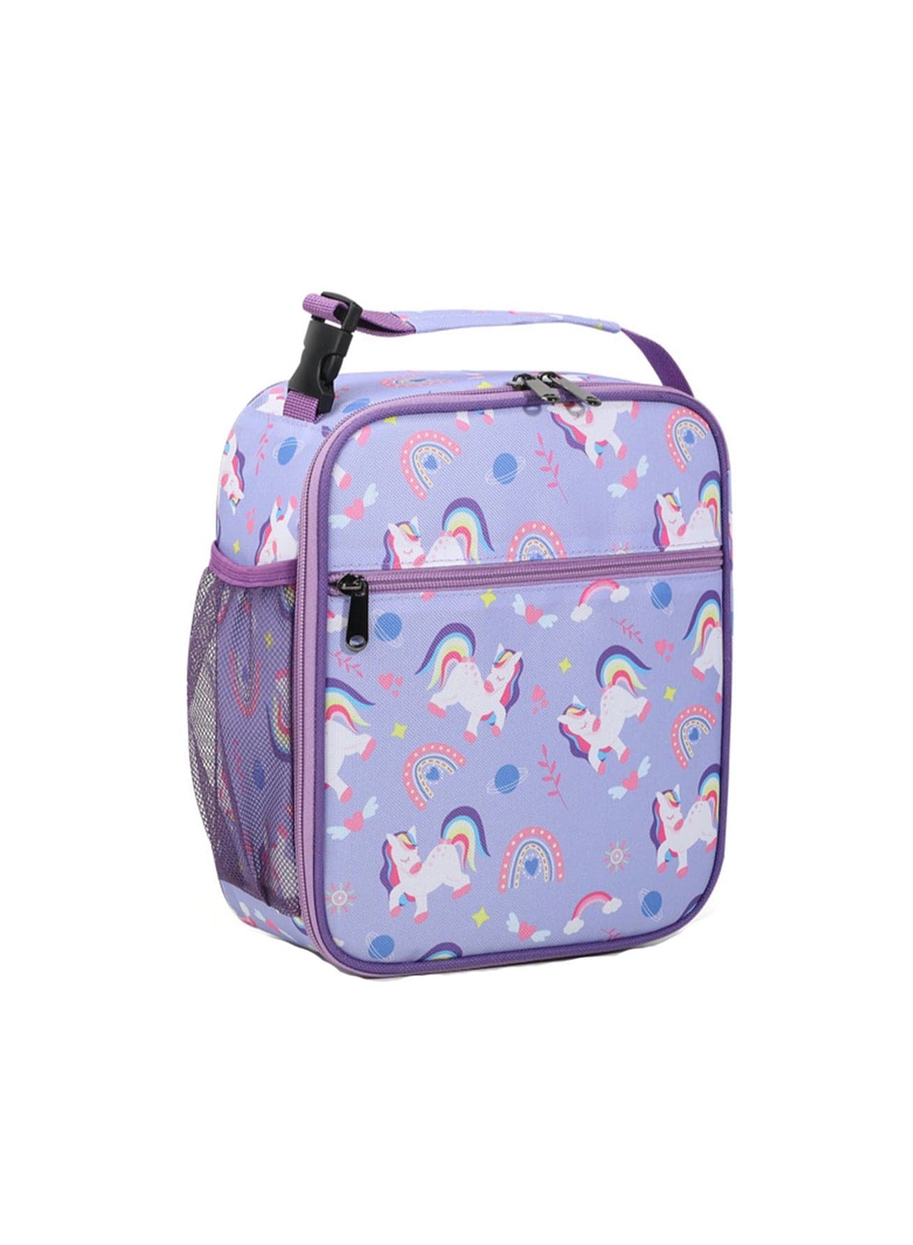 Children'S Lunch Box Insulation Soft Bag Large Capacity Fresh Ice Pack Children'S Cartoon Handbag Can Be Cross-Body Insulation Bag (Purple Unicorn)