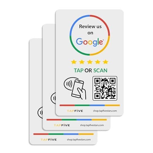 Google Review Stickers 3Pack by TapFive NFC Tap QR Stickers for Instant Google Reviews Review Stickers for Business Smart Tap to Review Compatible with All Phones 3 Stickers