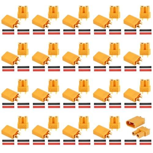 Frienda 20 Pairs XT30 Connectors Male and Female Connectors Plugs Set Rc Lipo Battery Connector Kit with Heat Shrink Tubing Nylon GoldPlated Bullet for Frv Drone Rc Car Boat Esc