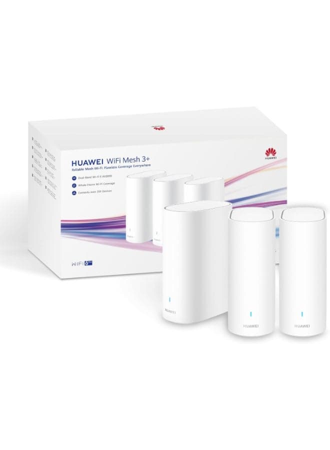 WiFi Mesh 3+ 128MB RAM+128MB ROM White 3000Mbps, 3-pack, Dual-Band Wi-Fi 6 AX30001, Whole-Home Wi-Fi, 250+ Device Connections, Dual-Band Wi-Fi 6 AX30001, Whole-Home Wi-Fi (53030DTG) White