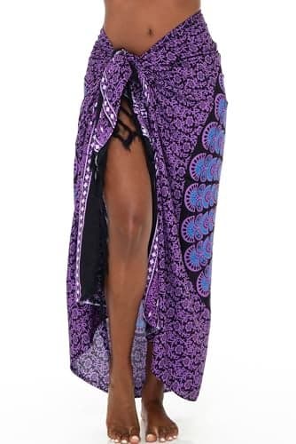 SHU-SHI Sarong Cover Ups for Swimwear Women Long Pareo Beach Wrap Skirt Mandala Bikini Cover Up