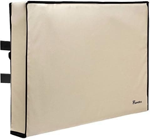 Garnetics Outdoor TV Cover 24 Inch – Waterproof, Weatherproof TV Enclosures with Smart Shield Screen Protectors, Ideal for Outdoor Use, Moving, and Storage - Beige