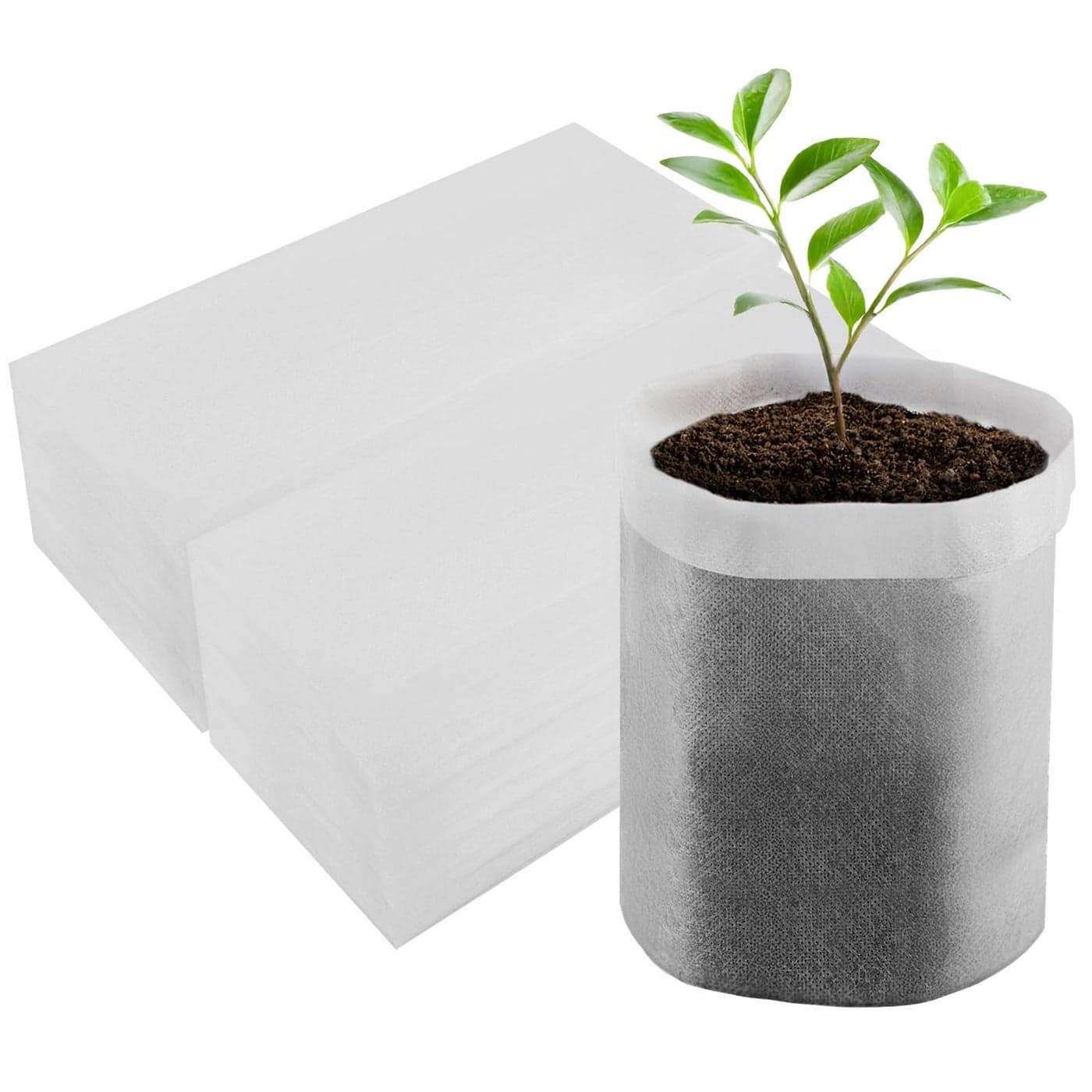 ENPOINT 100PCS White Plant Nursery Bags Large 78x10 inches NonWoven Fabric Seedling Grow Bag Seed Starting Pots Pouches for Planting Seedling Cutting Clones