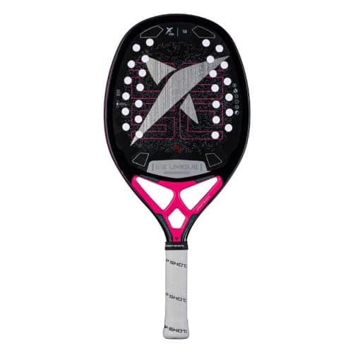 Drop Shot Conqueror 13 BT Beach Tennis Racket 24K Carbon Twill EVA Tech Core Sand Treatment 3D Texture for Maximum Spin AntiVibration System Includes Protective Bag
