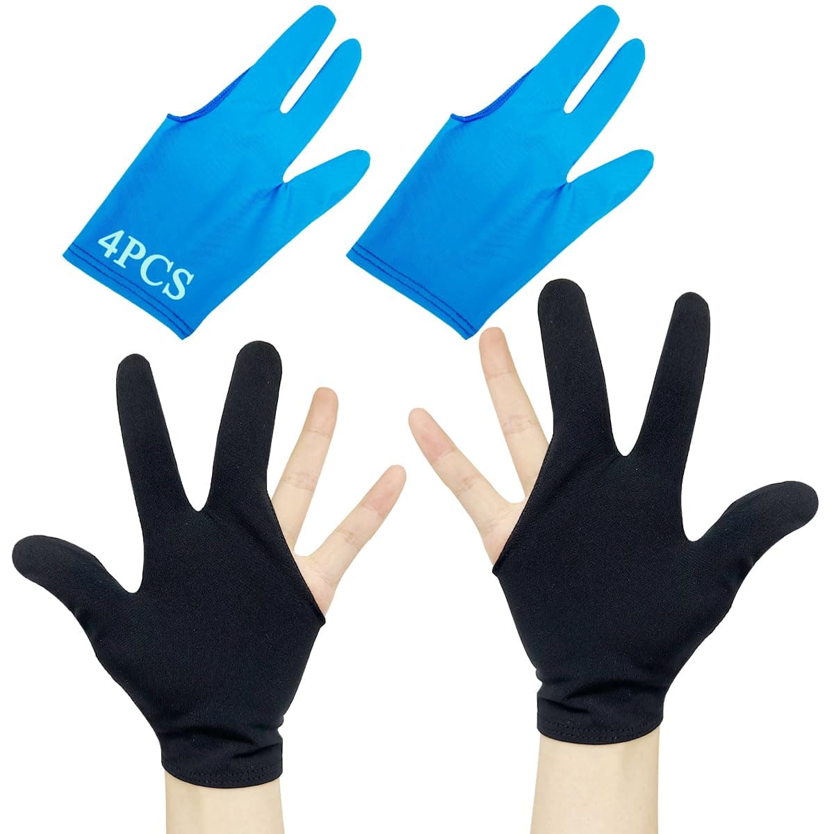 2 Pairs Adult Thumb Sucking Guard Gloves Finger Gloves for Finger Sucking Stop Nail Biting Prevention Skin Picking Thumb Sucking and Hair Pulling 3 Finger Blue