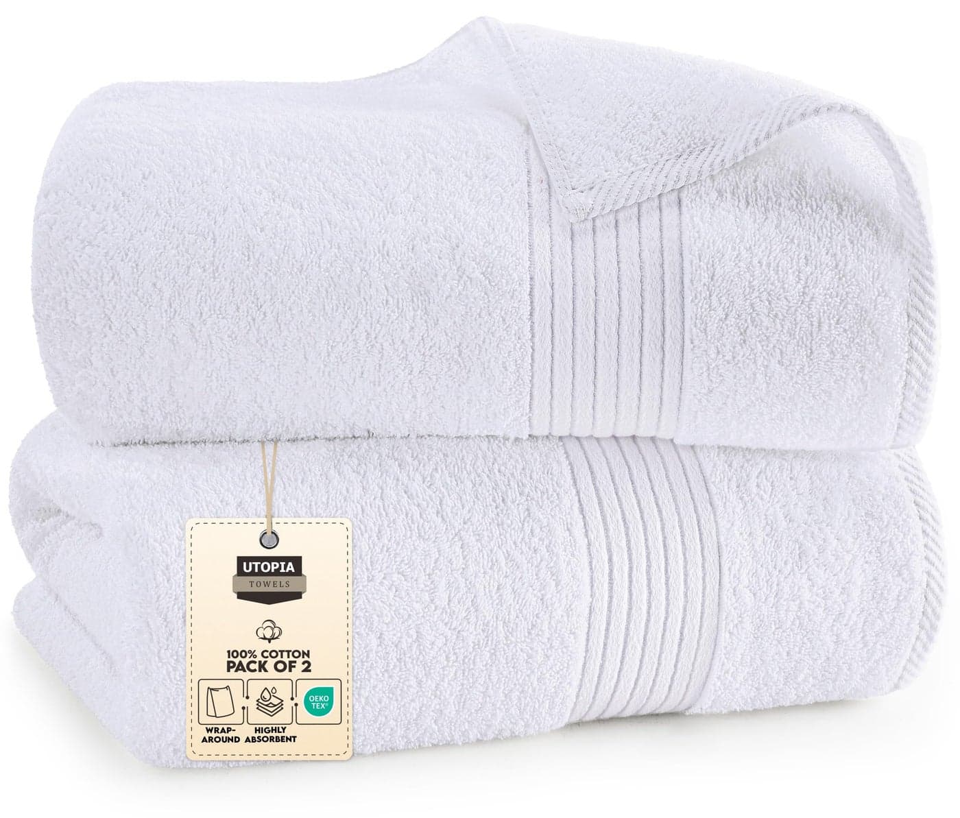 Utopia Towels Extra Large Bath Sheets 2 Pack, 35 by 70 Inches,100% Cotton Highly Absorbent & Quick Dry Bath Towel for Adults, Super Soft Towel, White