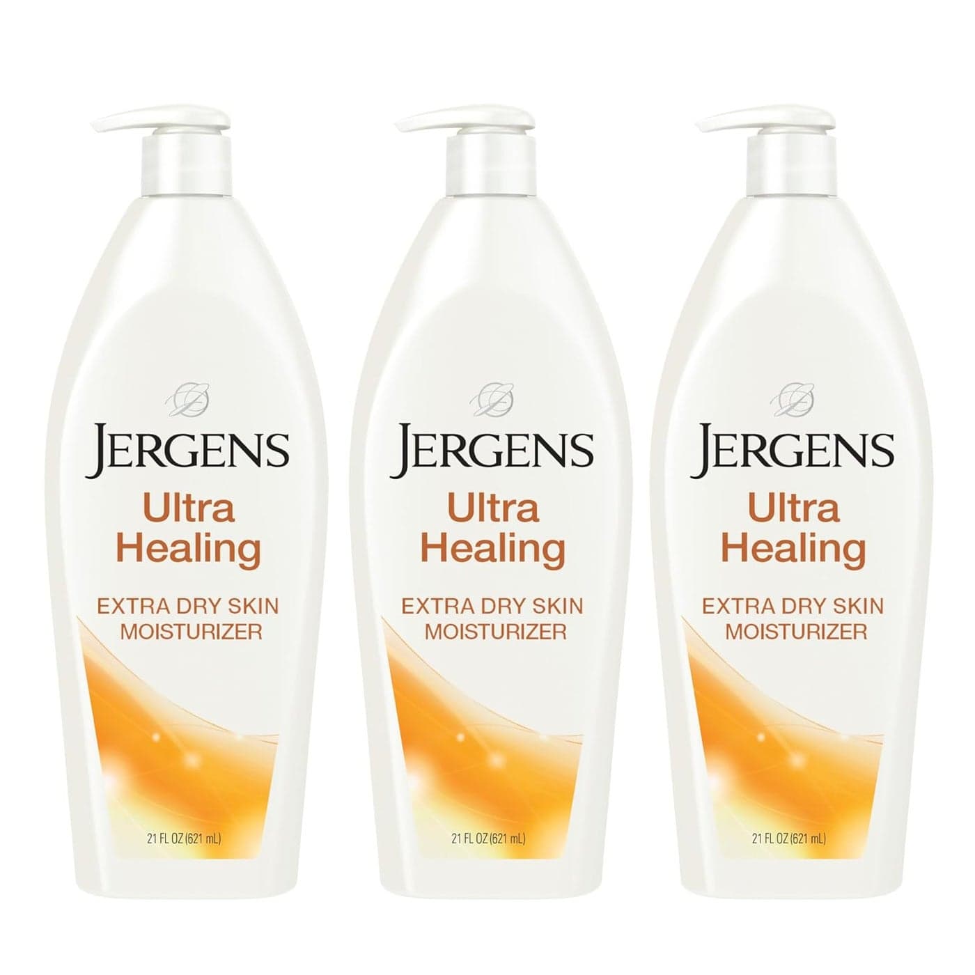 Jergens Ultra Healing Dry Skin Lotion Hand and Body Moisturizer for Quick Absorption into Extra Dry Skin with Hydralucence Blend Vitamins C E and B5 White 21 oz Pack of 3