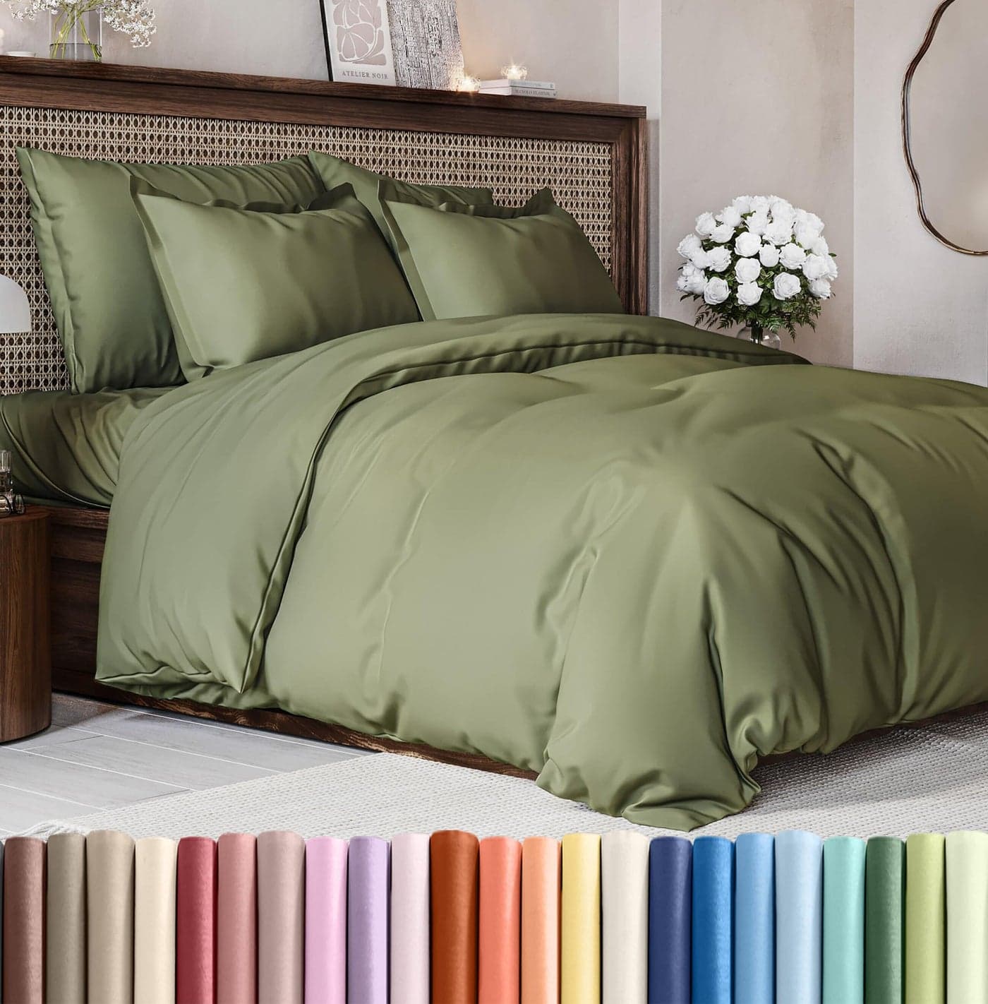 Duvet Cover Queen Size Set Extra Soft Queen Size Duvet Cover 90 x 90 with 2 Pillow Shams Hotel Luxury Easy Care and Fade Free wZipper Closures Ties Comfy Breathable Bedding Set Sage Green