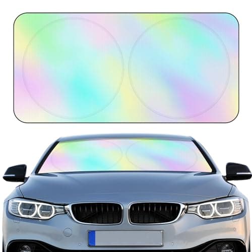 Windshield Sun Shade Foldable Car Front Window Covers for Car Accessories Sun Heat UV Rays Visor Protector Protection for Universal Cars SUV Truck (Rainbow)